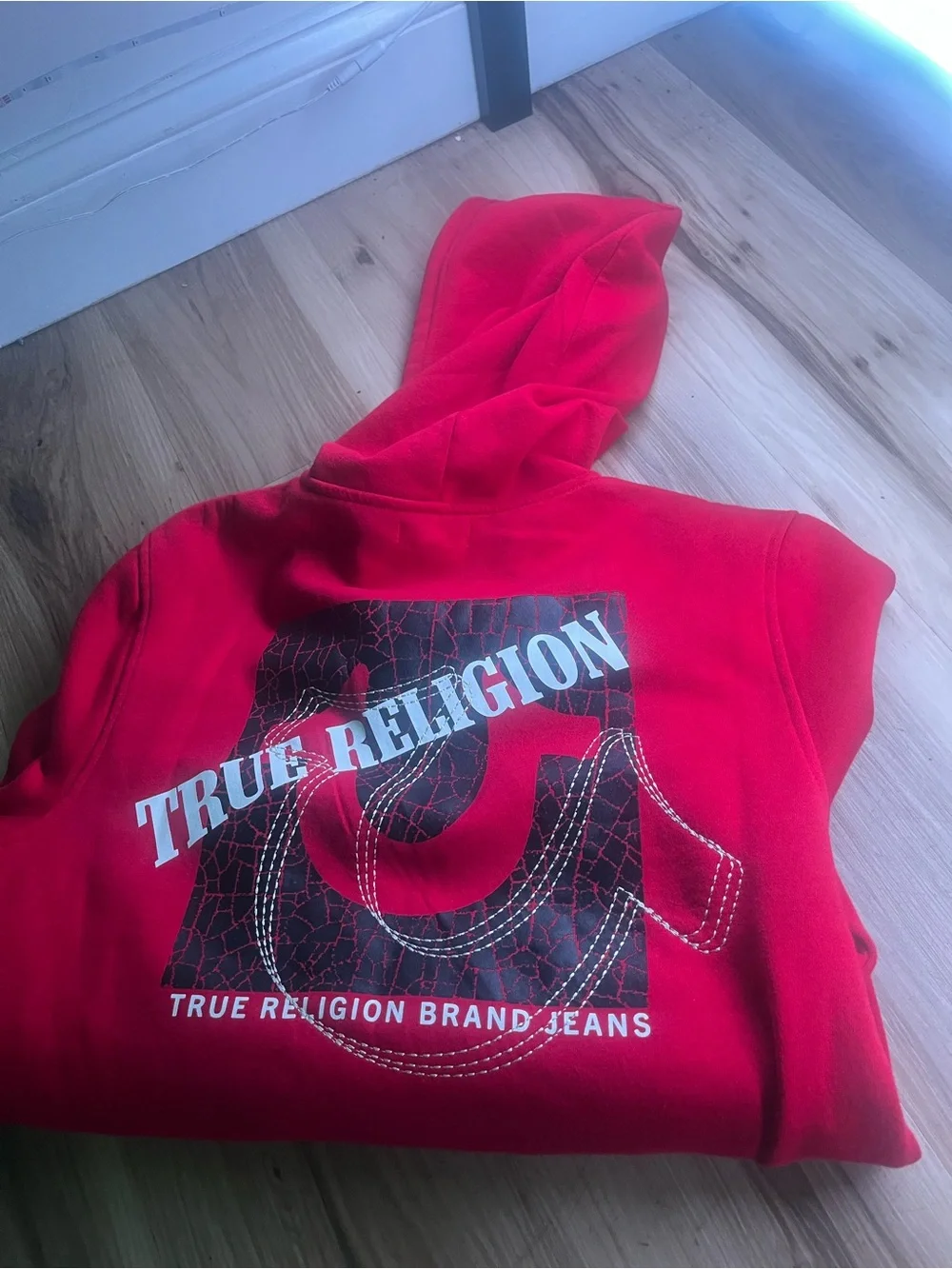 True Religion Red Zip-Up Hoodie with Front Logo